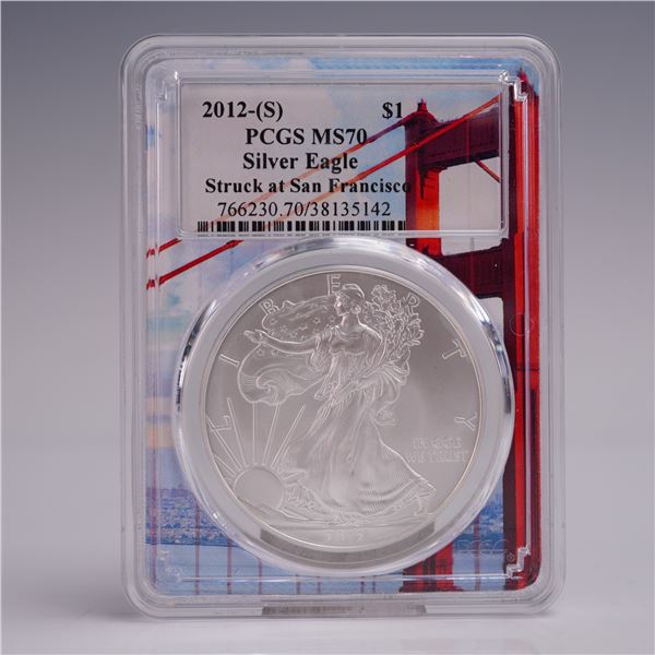 2012 (S) American Silver Eagle One Dollar Coin PCGS Graded MS 70
