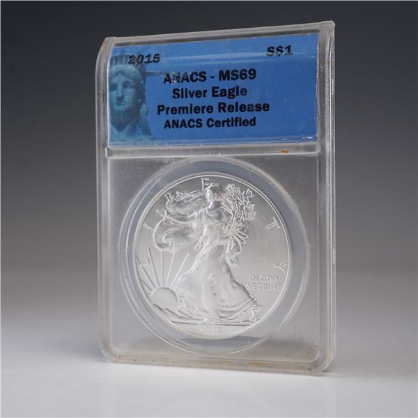 2015 American Silver Eagle Type 1 Dollar ANACS Graded MS 69