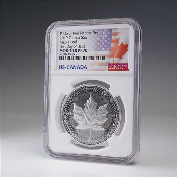 2019 Canada Silver Five Dollar Coin NGC Graded Modified PF 70