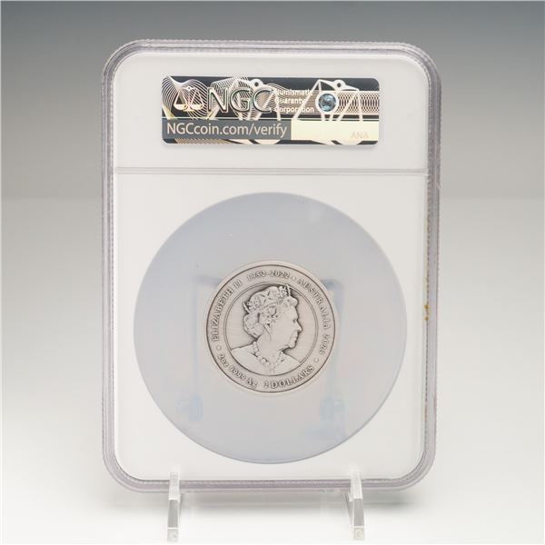 2023-P Australia $2 Kangaroo Yongka 2oz Silver Coin NGC MS 70 Antiqued
