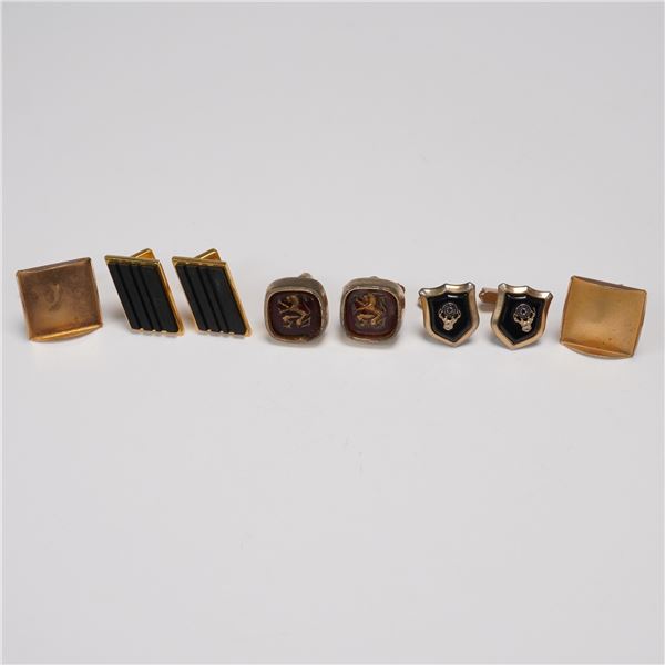 8pc 4 Pair Mid-Century Gold Tone Men's Cufflinks