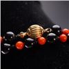 Image 3 : Onyx and Carnelian Beaded Necklace with 14K Gold Clasp