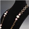 Image 5 : 2pc Gold Tone Link Necklaces with Simulated Pearls