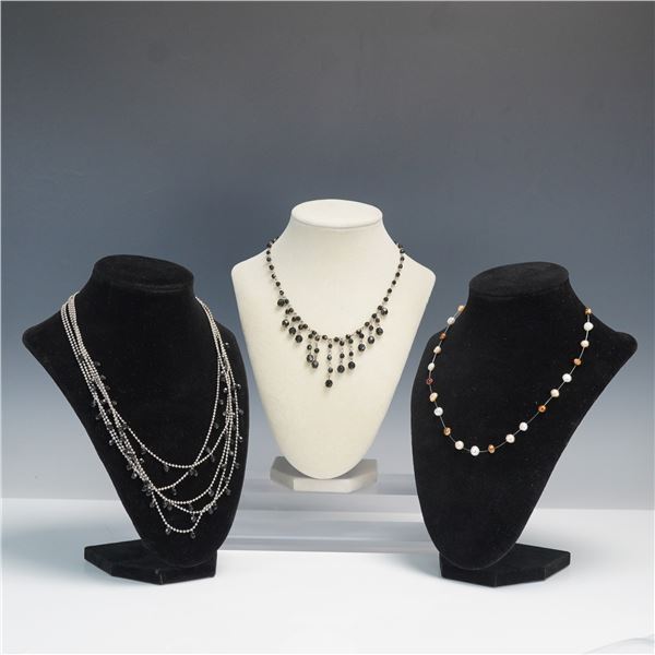3pc Mixed Material Beaded Necklaces