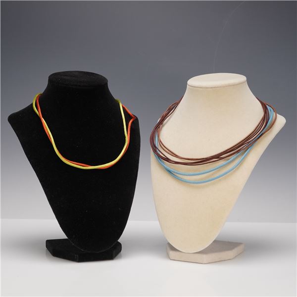 7pc Silk and Leather Necklace Set