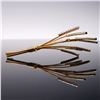Image 3 : Gold-tone Rhinestone Wheat Brooch with Cattails