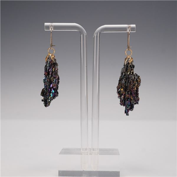 Carborundum Crystal Earrings with Iridescent Finish