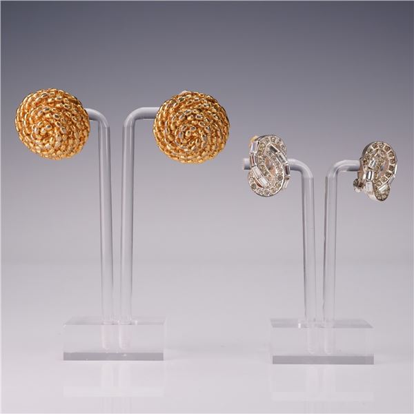 Two Pairs of Designer Clip-On Earrings, Erwin Pearl and Carole