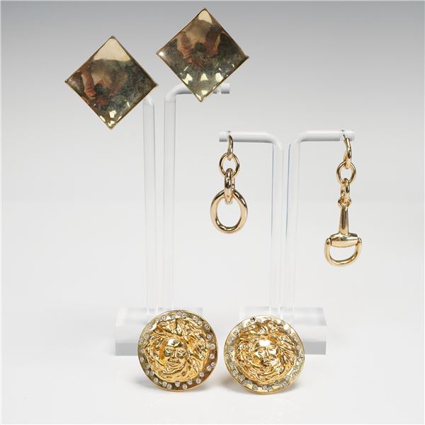 3pc Gold Tone Clip-On Earrings Lot