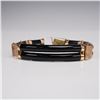 Image 1 : 14K Gold and Onyx Engraved Bracelet, Floral and Chinese Character Motifs