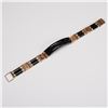Image 2 : 14K Gold and Onyx Engraved Bracelet, Floral and Chinese Character Motifs