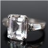 Image 2 : Silver Tone Ring with Emerald Cut Zirconia and Baguette Accents