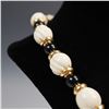 Image 4 : 2pc Gold Tone Necklace and Earrings Set with White Beads