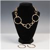 Image 1 : 3pc Gold Tone Textured Circle Necklace and Hoop Earring Set