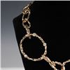 Image 2 : 3pc Gold Tone Textured Circle Necklace and Hoop Earring Set