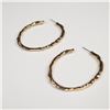 Image 5 : 3pc Gold Tone Textured Circle Necklace and Hoop Earring Set