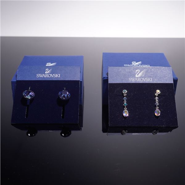 2 Pairs of Swarovski Crystal Drop and Bella Tanzanite Earrings