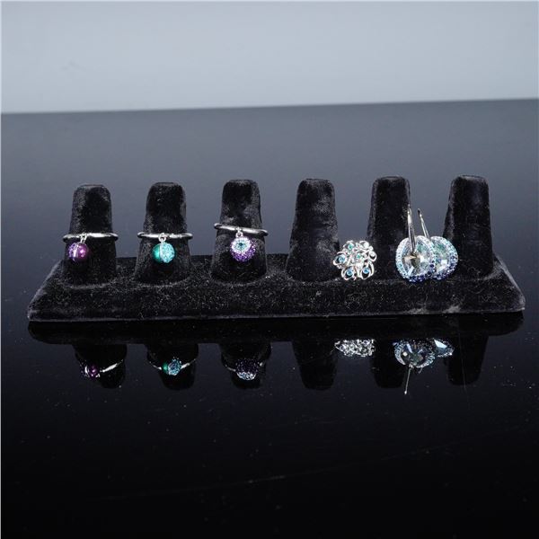 3pc Swarovski Crystal Earrings, Rings, and Tack Pin