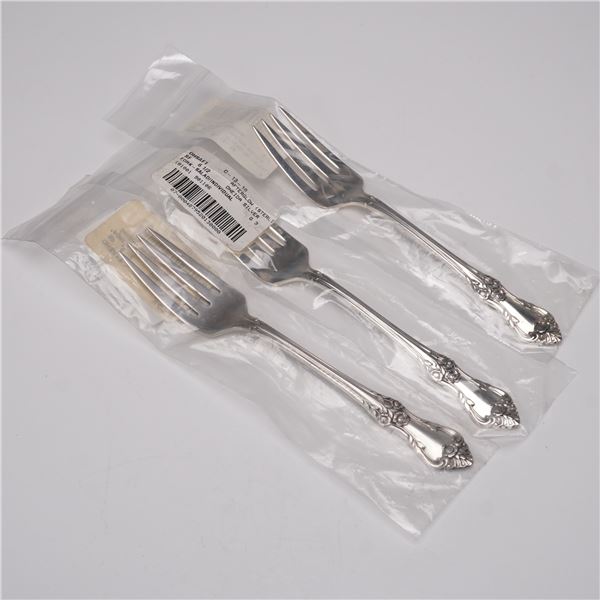 3pc Oneida Sterling Silver Individual Salad Forks, Afterglow