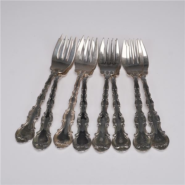 8pc Gorham Strasbourg Sterling Silver Salad Fork Set