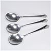 Image 1 : 3pc Oneida Heirloom Sterling Silver Damask Rose Soup Spoons