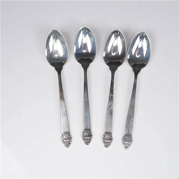 4pc Oneida King Cedric Sterling Silver Demitasse Spoons