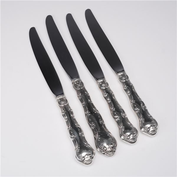 4pc Birks Pompadour Sterling Silver Dinner Knives