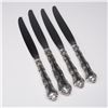 4pc Birks Pompadour Sterling Silver Dinner Knives