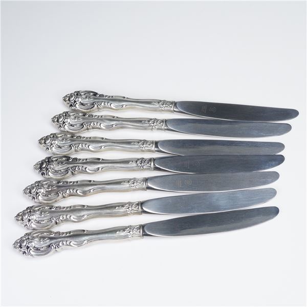 7pc Gorham Sterling Silver Modern Hollow Knives, La Scala