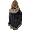 Image 2 : Black Dyed Mink with Silver Fox Trim Cape