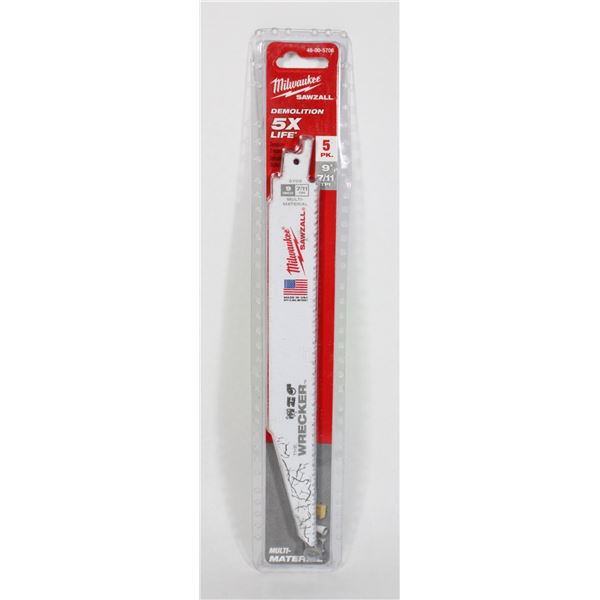 NEW MILWAUKEE SAWZALL 5 PACK 9" WRECKER