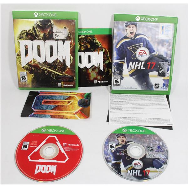 XBOX ONE NHL 17 AND DOOM GAMES