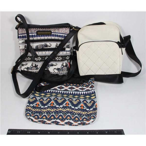 THREE WOMENS SMALL PURSES INCLUDING LIKE NEW