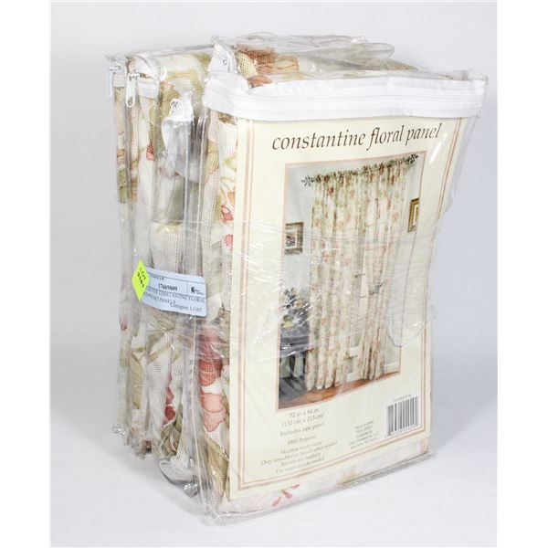 LOT OF FIVE CONSTANTINE FLORAL ROD POCKET PANELS