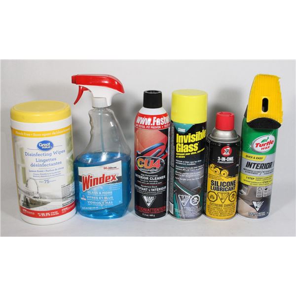 LOT OF MISC. CLEANERS, OILS, AND OTHER ITEMS