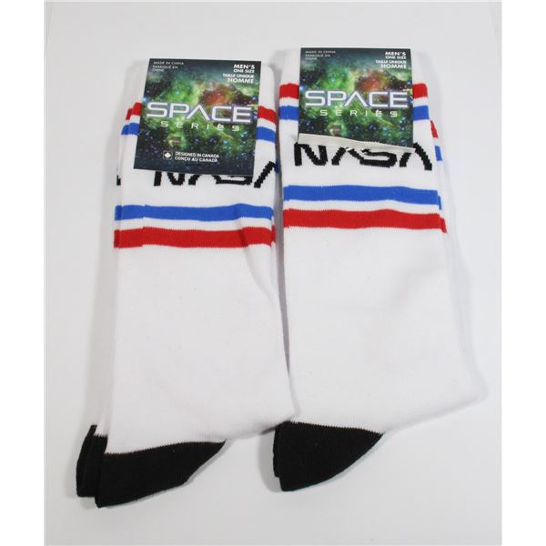TWO NEW PAIRS NASA THEME ADULT SIZE SOCKS