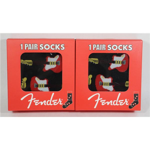 TWO NEW PAIRS OF FENDER GUITAR THEME SOCKS