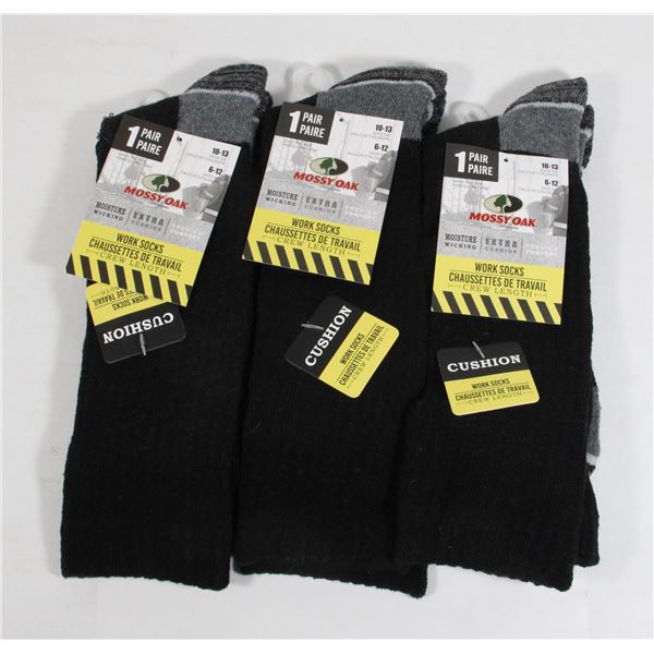 THREE NEW PAIRS OF MOSSY OAK WORK SOCKS