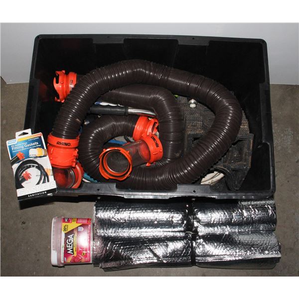 X-LARGE LOT OF RV SUPPLIES, DRAINAGE HOSES,