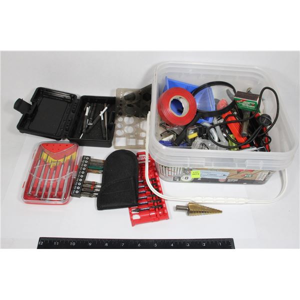 BOX OF ODDS AND ENDS TOOLS INCLUDING
