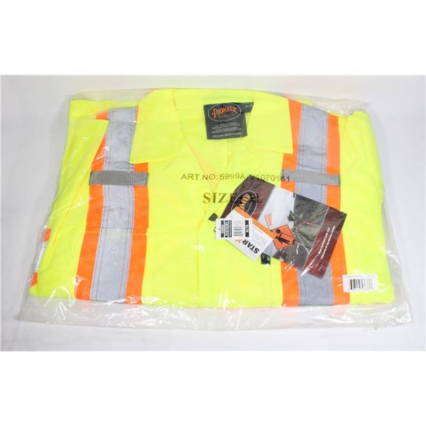 NEW PIONEER SIZE X-LARGE HI VIS TRAFFIC COVERALL