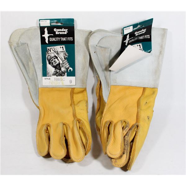 TWO NEW PAIRS OF WELDING GLOVES SIZE LARGE