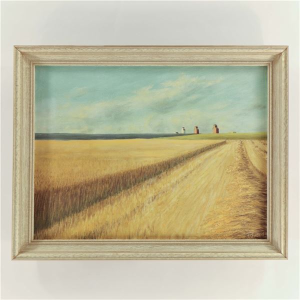 Reuben Carlson (attrib.) — Grain Elevators on the Horizon (oil on canvas)