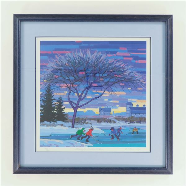 Bill Brownridge — Shinny Under a Winter Tree (lithograph), 431/500