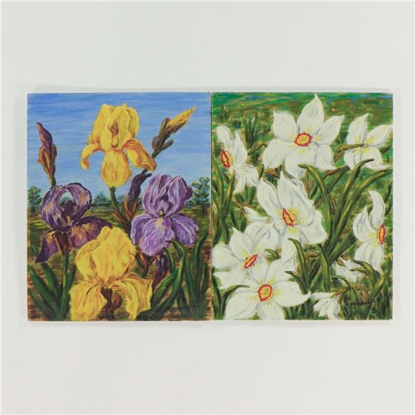 Edna Weaver — Two Floral Oils (Iris, May 1965; Narcissus, June 1965)