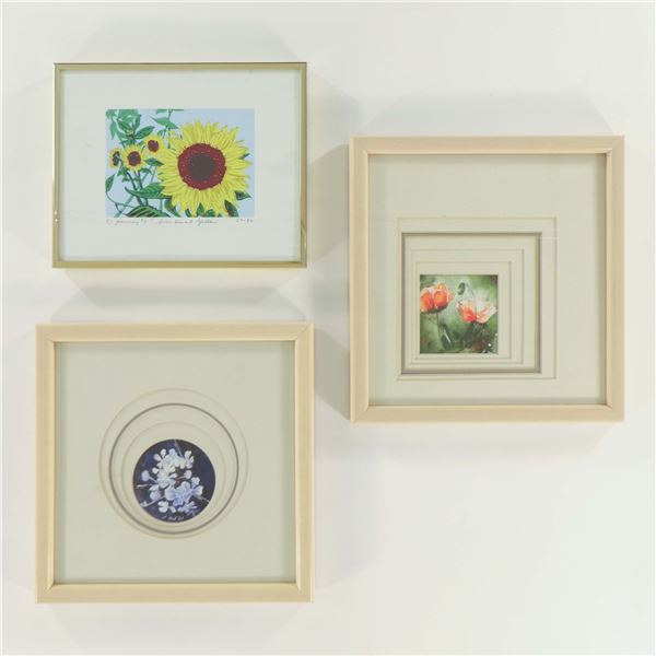 Mixed Florals — Yourney ‘Sunburst Yellow’ serigraph (1998) with two small