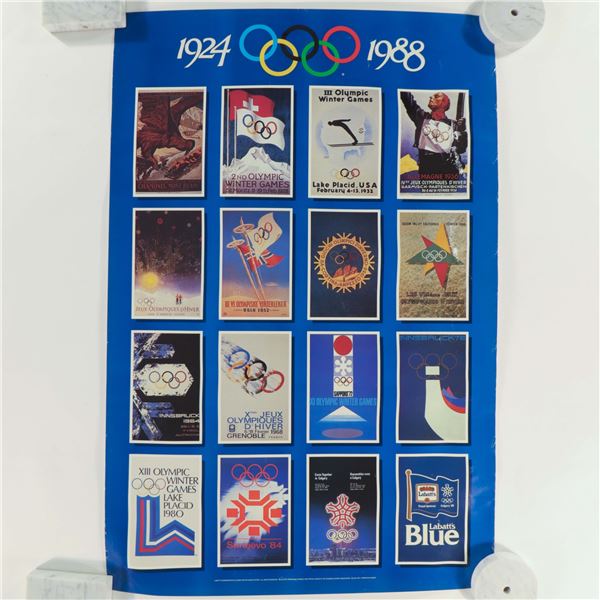 Winter Olympics Poster Montage 1924–1988 (Labatt’s Blue sponsor poster)