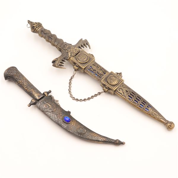 Pair of Decorative Daggers: Dragon-Hilt & Jambiya-Style