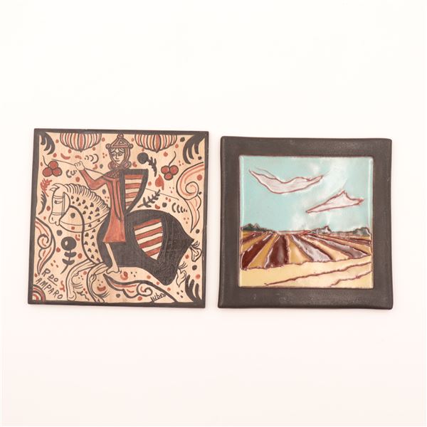 Pair of Handcrafted Decorative Tiles