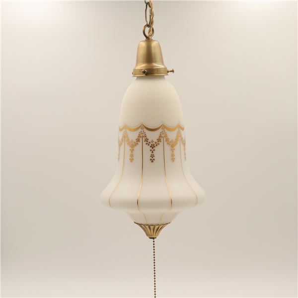 Pair of French Glass Swag Lamps with Gilt Detail